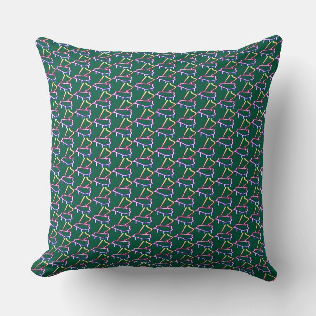 Dk Green Piano Embellished  Cushion (Front)