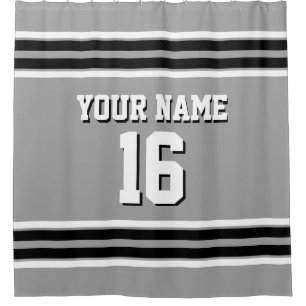 Dk Grey Black White Stripes Sports Jersey Shower Curtain