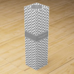 Dk Grey White LG Chevron Dk Grey Name Monogram Wine Gift Box<br><div class="desc">Dark Grey Ribbon Name Monogram Label Customise this with your name, monogram or other text. You can also change fonts, adjust font sizes and font colours, move the text, add text fields, etc. Please note that this is a digitally created graphic design that's transferred to the underlying product. The design...</div>