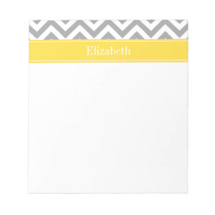 Dk Grey White LG Chevron Pineapple Name Monogram Notepad