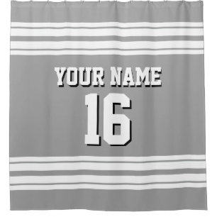 Dk Grey with White Stripes Sports Jersey Shower Curtain