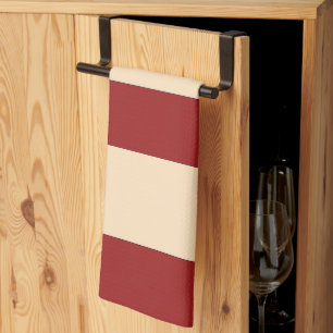 Dk Red + Cream Broad Stripes Tea Towel