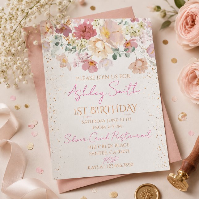 Dloral First Birthday Invitation (Creator Uploaded)