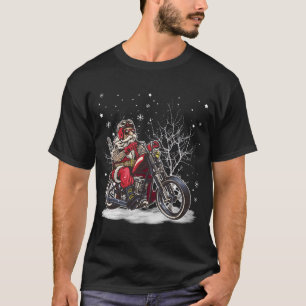 dM3b Santa Driving Motorbike Christmas Merry Xmas  T-Shirt