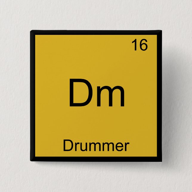 Dm - Drummer Funny Chemistry Element Symbol Tee 15 Cm Square Badge (Front)