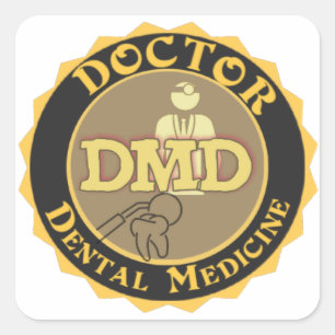 DMD DOCTOR OF DENTAL MEDICINE LOGO SQUARE STICKER