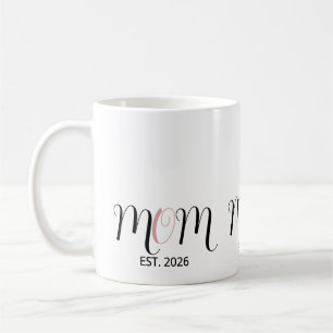 DMom Established Black Pink Script New Mom Gift Coffee Mug