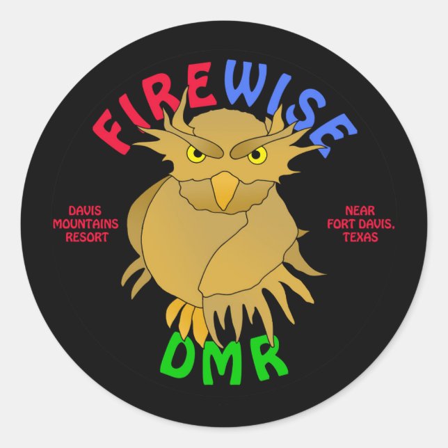 DMR Firewise Owl Stickers & more (black) (Front)