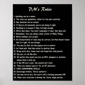 DM's Rules Explicit  Dungeons Dragons Poster