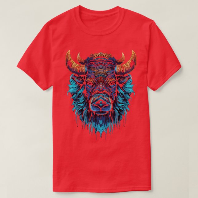 DMT Art Psychedelic Buffalo T-Shirt (Design Front)
