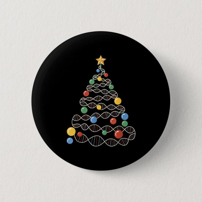 Dna Christmas Tree Funny Science Puns Christmas Te 6 Cm Round Badge (Front)
