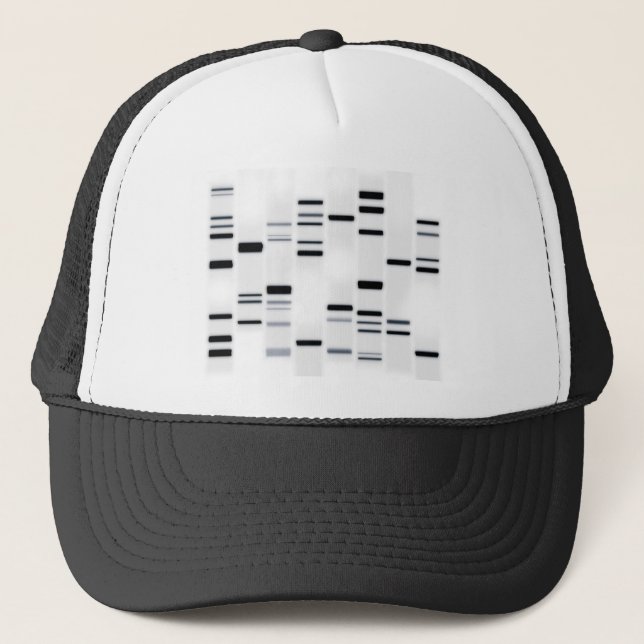 DNA Code Art Black on White Trucker Hat (Front)