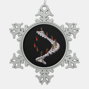 DNA: Darwin's Evolution Snowflake Pewter Christmas Ornament