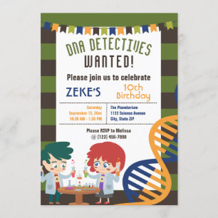 DNA Detectives Science Lab Birthday Party Invitation