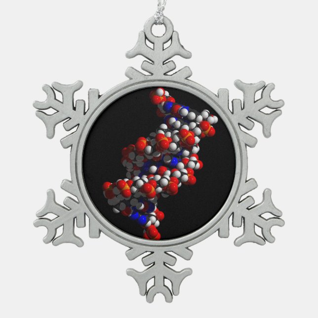 DNA Double Helix Model Snowflake Pewter Christmas Ornament (Front)