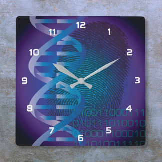 DNA Fingerprint Medical Science Square Wall Clock
