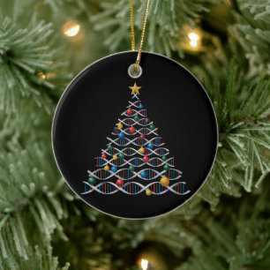 DNA Helix Christmas Tree Biology Science Teacher Ceramic Ornament