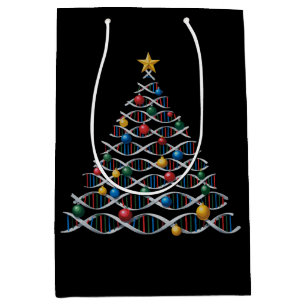 DNA Helix Christmas Tree Biology Science Teacher Medium Gift Bag