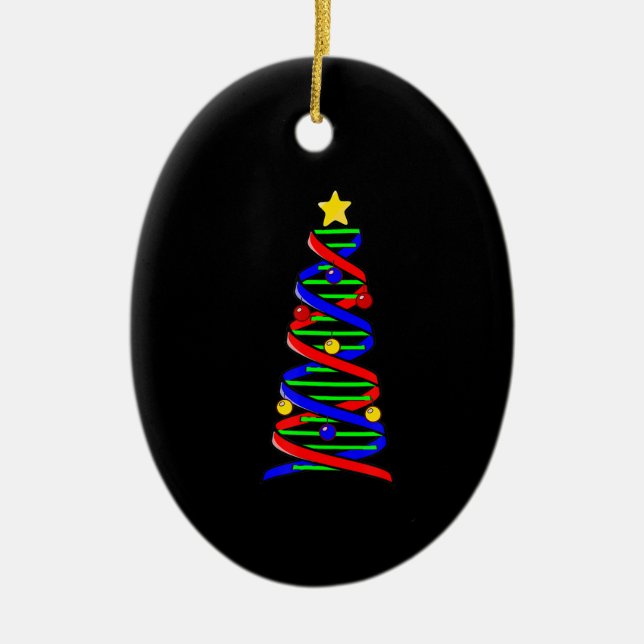 DNA Helix Christmas Tree Life Science Biology Ceramic Ornament (Front)