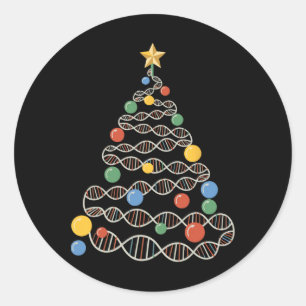 Dna Helix Christmas Tree Scientist Biology Science Classic Round Sticker