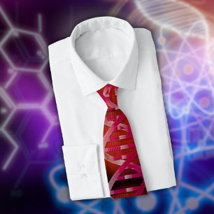 DNA ID Red Medical Science Geek Neck Tie