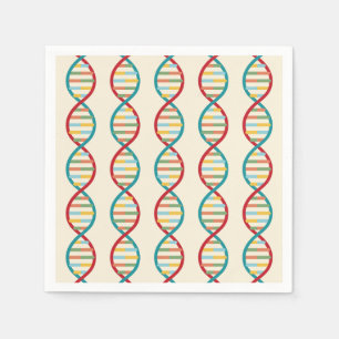 DNA Mid Century Modern STEM Biology Stripe cream Napkin