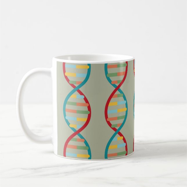 ​​DNA Mid Century Modern STEM Biology Stripe green Coffee Mug (Left)