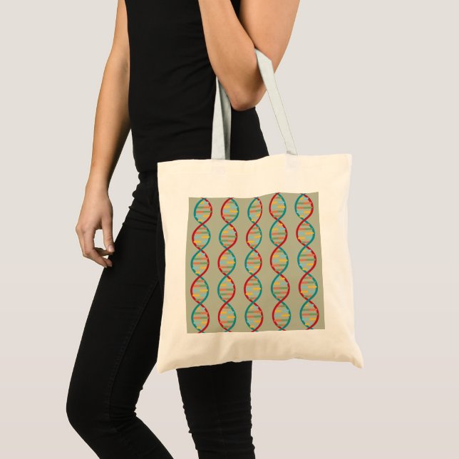 ​​DNA Mid Century Modern STEM Biology Stripe green Tote Bag (Front (Product))