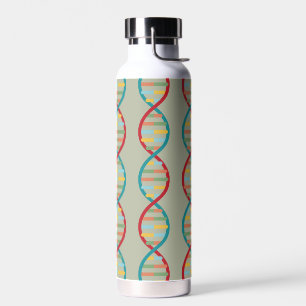 DNA Mid Century Modern STEM Biology Stripe green Water Bottle