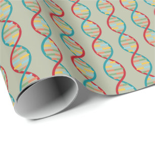 ​​DNA Mid Century Modern STEM Biology Stripe green Wrapping Paper