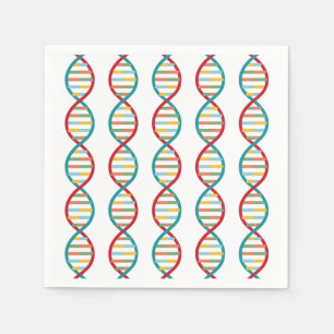 ​​DNA Mid Century Modern STEM Biology Stripe white Napkin