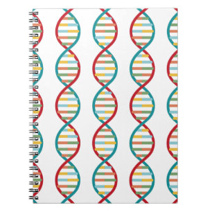 ​​DNA Mid Century Modern STEM Biology Stripe white Notebook