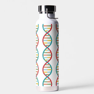 DNA Mid Century Modern STEM Biology Stripe white Water Bottle