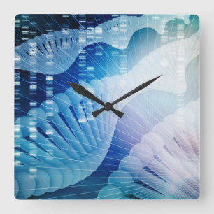DNA Molecule Helix Science Abstract Background Art Square Wall Clock