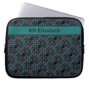DNA Snake Chasing Tail Pattern Nurse Name Laptop Sleeve