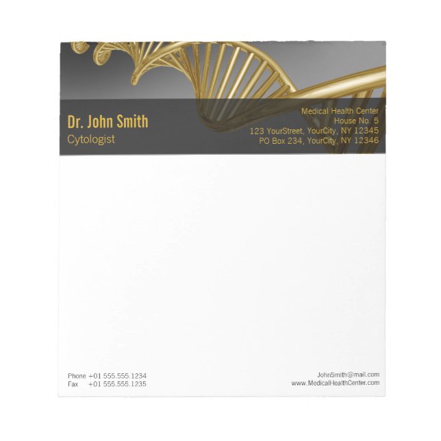 DNA Strand Professional Gold Medical Luxury Notepad (Front)