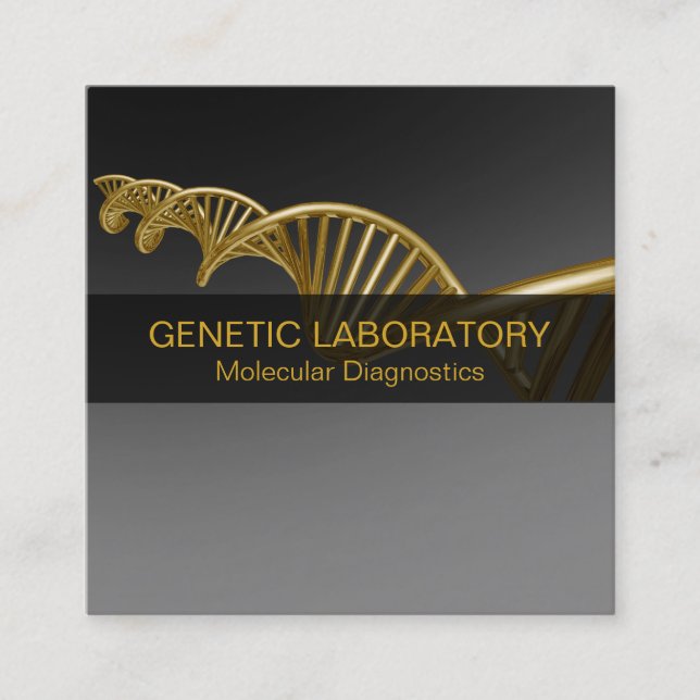 DNA Strand Professional Medical Gold Luxury Square Business Card (Front)