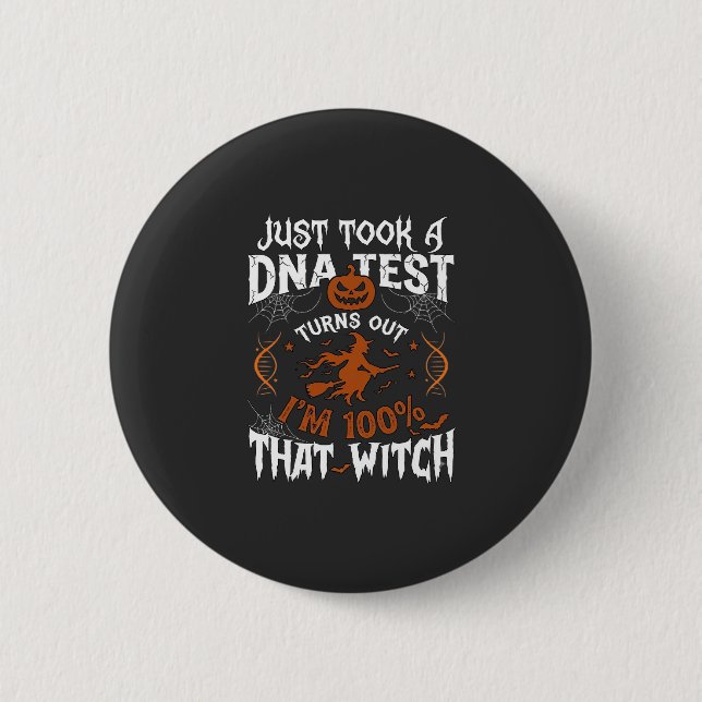 Dna Test Witch Halloween Pumpkin Spider Web 6 Cm Round Badge (Front)