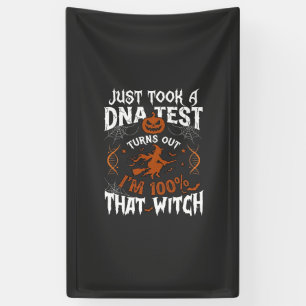 Dna Test Witch Halloween Pumpkin Spider Web Banner