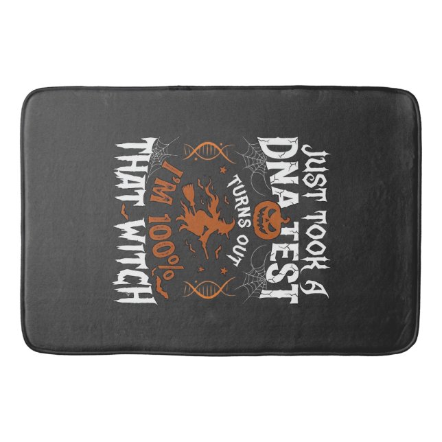 Dna Test Witch Halloween Pumpkin Spider Web Bath Mat (Front)