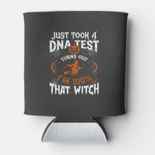 Dna Test Witch Halloween Pumpkin Spider Web Can Cooler