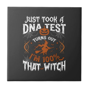 Dna Test Witch Halloween Pumpkin Spider Web Ceramic Tile