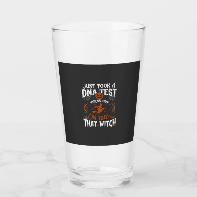 Dna Test Witch Halloween Pumpkin Spider Web Glass (Front)