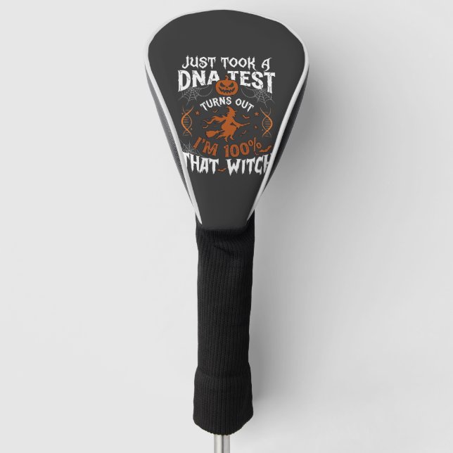 Dna Test Witch Halloween Pumpkin Spider Web Golf Head Cover (Front)
