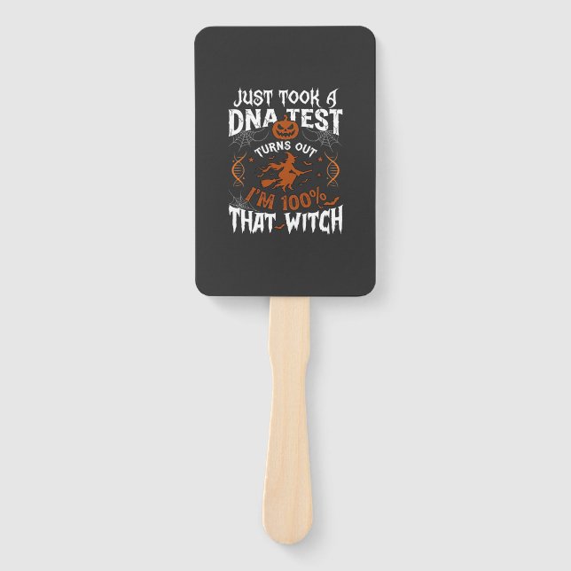 Dna Test Witch Halloween Pumpkin Spider Web Hand Fan (Front)