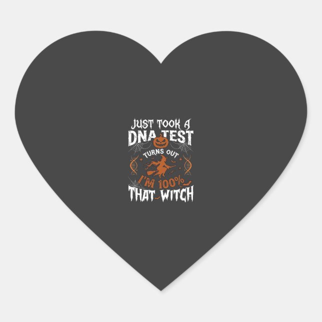 Dna Test Witch Halloween Pumpkin Spider Web Heart Sticker (Front)