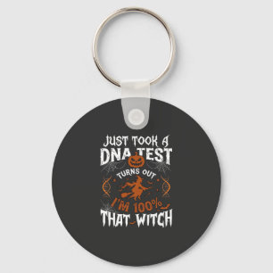 Dna Test Witch Halloween Pumpkin Spider Web Key Ring