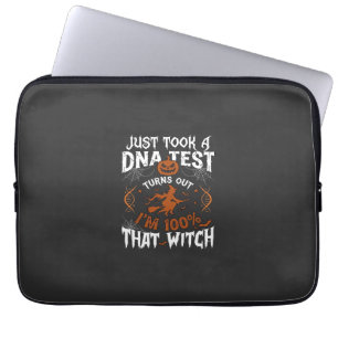 Dna Test Witch Halloween Pumpkin Spider Web Laptop Sleeve