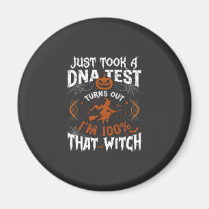 Dna Test Witch Halloween Pumpkin Spider Web Magnet