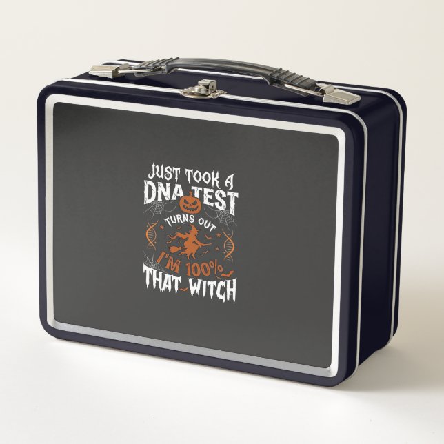 Dna Test Witch Halloween Pumpkin Spider Web Metal Lunch Box (Front)